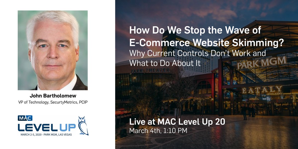 SecurityMetrics's tweet photo. One more chance to hear JB speak at #MACevent! Don't miss his presentation on e-commerce skimming tomorrow at 1:10 PM. @MacMemberOrg #MAClevelup https://t.co/PdFETk5A4Q