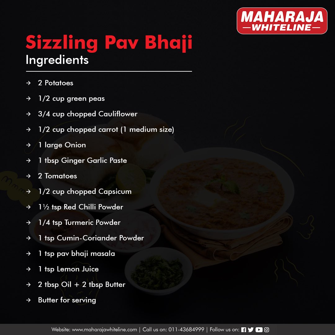 MWhiteline's tweet photo. Rather than ordering from outside, cook sizzling Pav Bhaji in your own kitchen. Grind savory pav bhaji masala with Maharaja mixer grinder and impress your whole family tonight: https://t.co/57CossESXp
#PavBhaji #SizzlingFlavors #ExperimentsWithFood #PavBhajiMasala https://t.co/I1JUz4oLNU