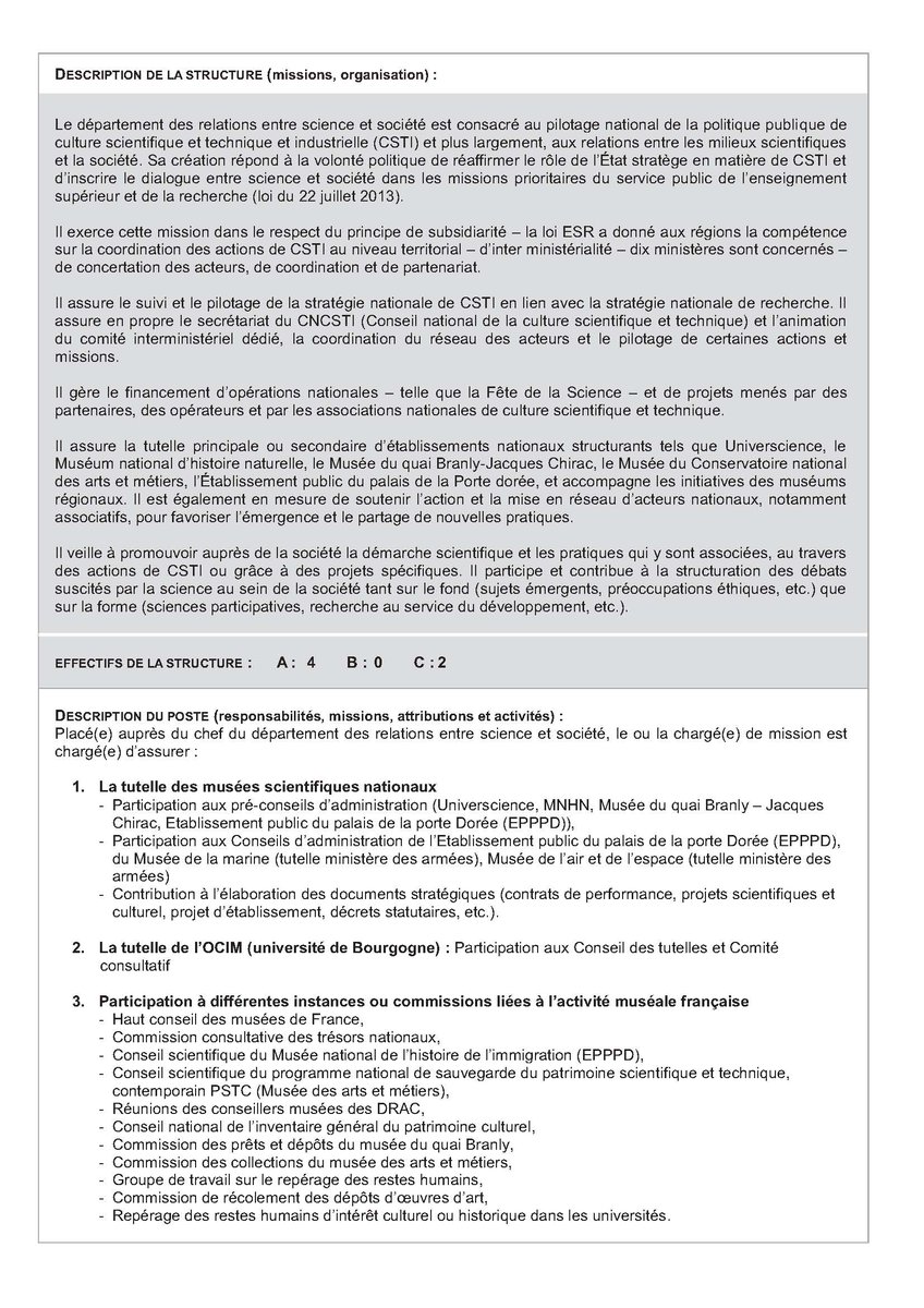 NicolasNg0's tweet photo. 📢 Vous êtes passionnés de musées, de  #recherche et de #CSTI ? Je recrute un·e chargé·e de mission pour suivre les #musées scientifiques nationaux ! #JobAlert https://t.co/3ifzchkEQl
