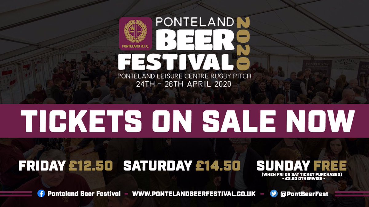 PontBeerFest's tweet photo. @EnglandRugby @PontelandRFC @CaldyRUFC @BRFCofficial @RWBassetRFC @buzzardrugby @CleeHill_RUFC @AbbeyRFCLadies @HarwichOwls Congratulations to all teams and especially @PontelandRFC 🎉

In celebration of this we’ll give away TWO FREE TICKETS for the Friday night of our Beer Festival! 

🔁 RETWEET to be entered into our draw.

Check out our event here📲https://t.co/SwAkGxTyXV https://t.co/OiyJB8STGX