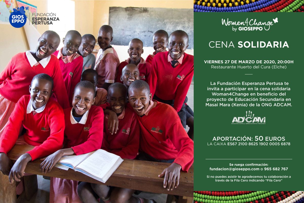 El próximo 27 de marzo celebramos nuestra cena solidaria #Women4Change en beneficio del proyecto de Educación Secundaria de <a href="/ADCAMsocial/">ADCAM</a> 
¡Acompáñanos en este sueño de transformación!