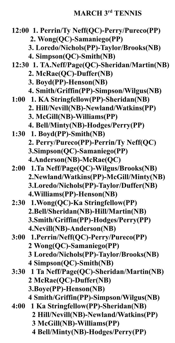 Good luck to the Pewitt tennis team as they travel to New Boston today!