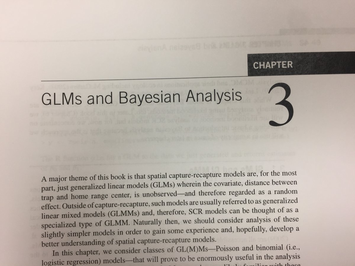 dana_karelus's tweet image. Reading club w/ students: this week, ch3 of #spatialcapturerecapture! Ch3 looks good but student only had basic stats (e.g. t-test,ANOVA), so I&apos;m also reviewing my past lessons w/ great teachers @bolkerb, José Miguel Ponciano, &amp;amp; Denis Valle to help w/ these foundational concepts!