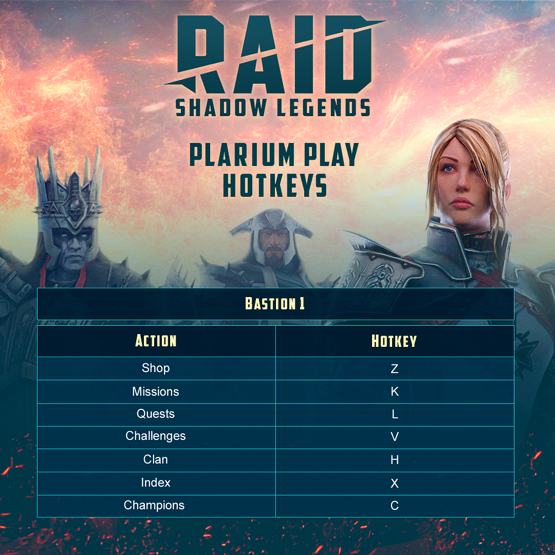 Raid Shadow Legends On Twitter Did You Know That Plarium Play Has A Massive List Of Hotkeys That Can Give Much Smoother Control Over Your Game With The List Of Shortcuts Below