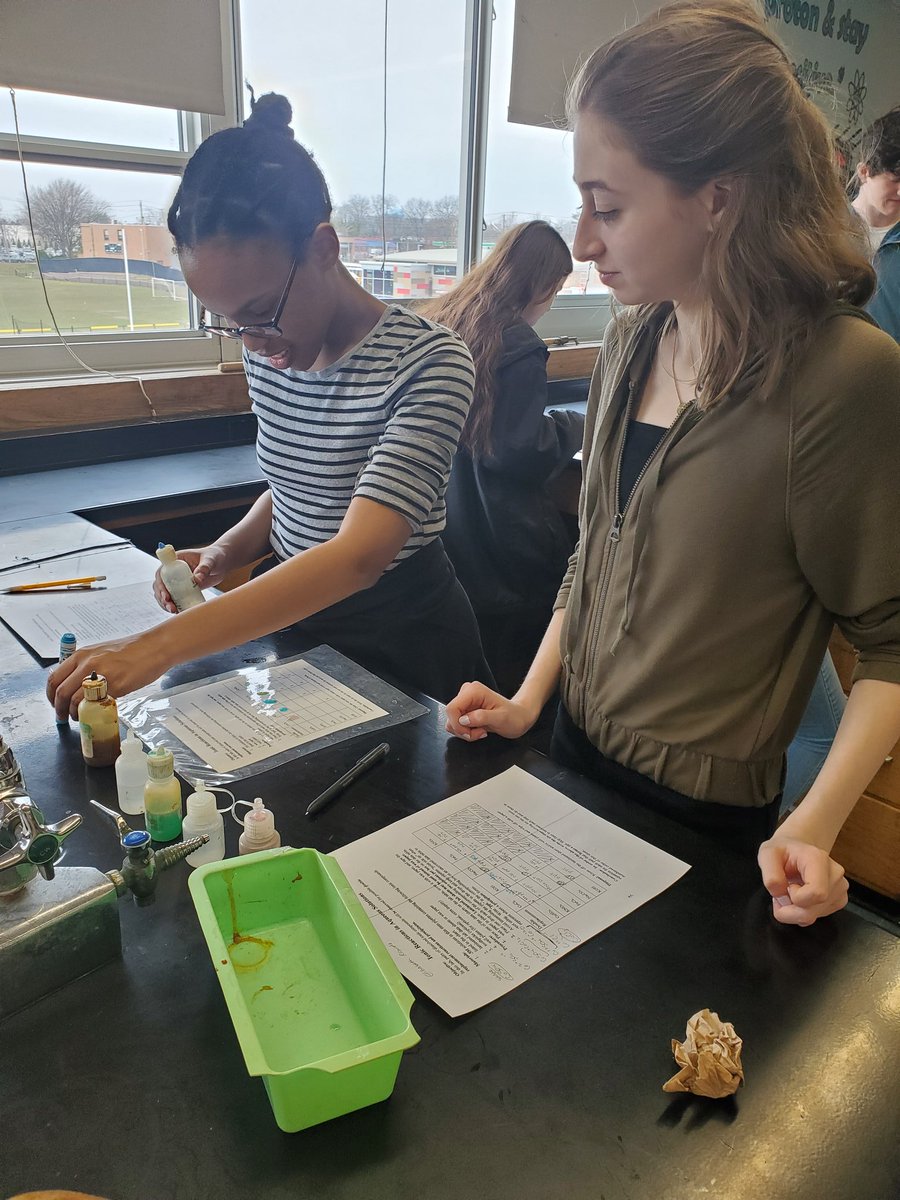 mrsadamski1's tweet photo. #Todayinchemistryclass students made predictions about which reactions would form a precipitate then tested their predictions by mixing the solutions. #mineolascience #solubility https://t.co/AS3X1Lc3G0