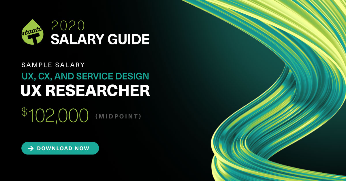 aquenttalent's tweet photo. Have a sneak peek at a sample salary for a UX Researcher. Download our Salary Guide to see more salaries for UX, CX, and Marketing: https://t.co/hUptyWBRdP #VTSalaryGuide #UX #CX https://t.co/PJqmHnDtrc