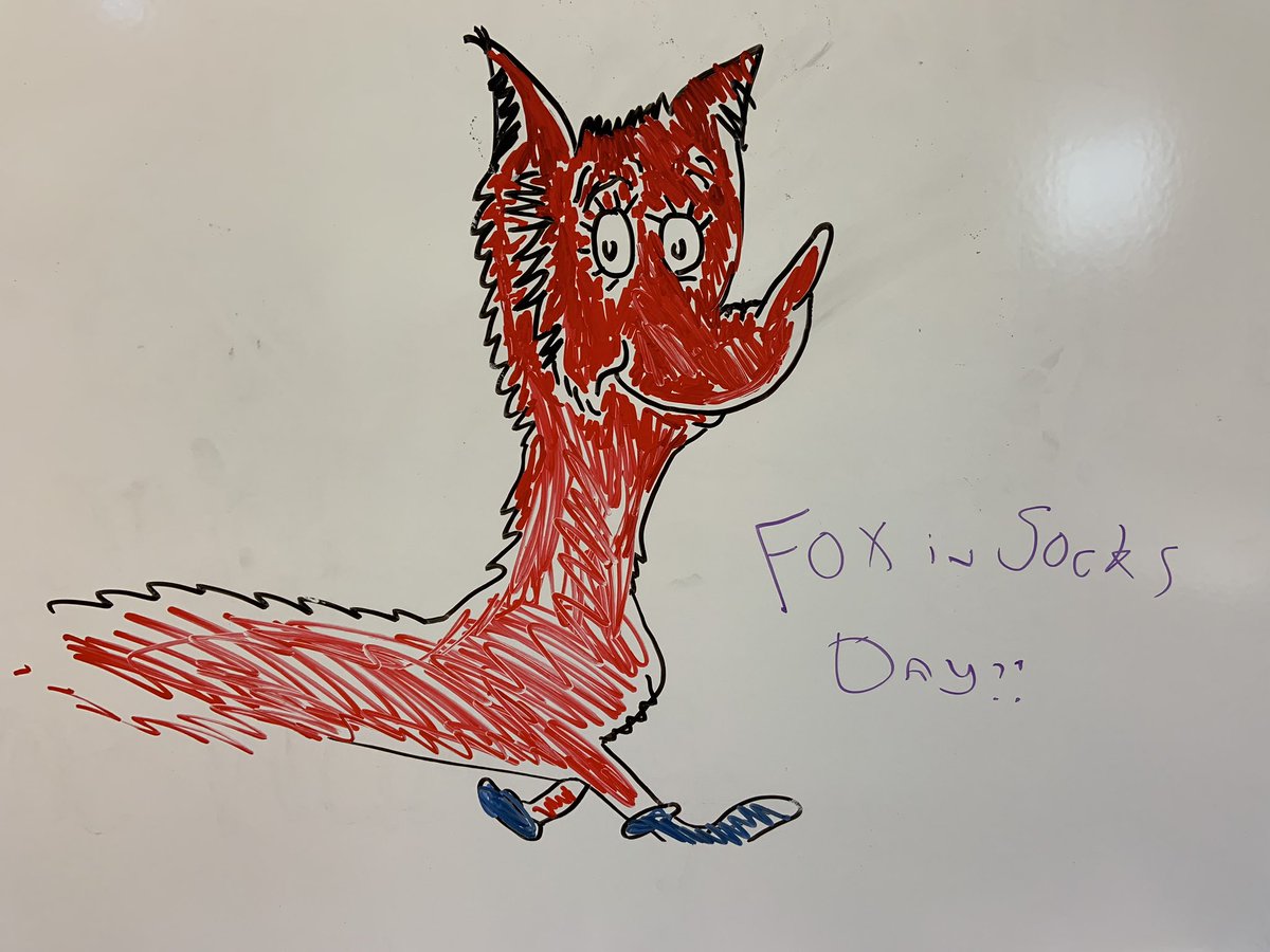 Happy Fox in Socks Day!!! Today we are wearing crazy socks! Thanks to Jenna’s Mom for being our mystery reader!! #cbgroveland #ReadAcrossAmerica 📚 🦊 🧦