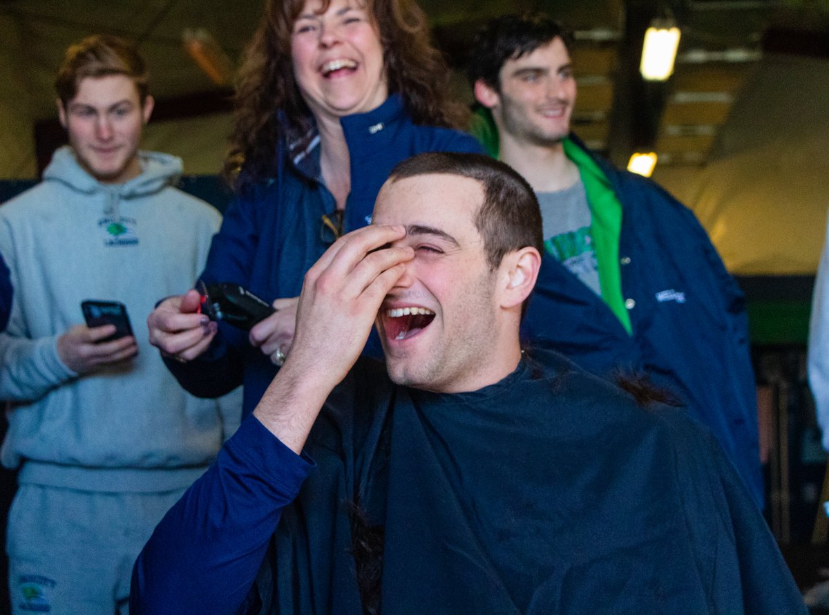 NCAA's tweet photo. This week @ECGulls men's lacrosse team shaved their heads to support children's cancer awareness and raised more than $38,000 for Boston's Children Hospital. https://t.co/phqoxIz9Rm