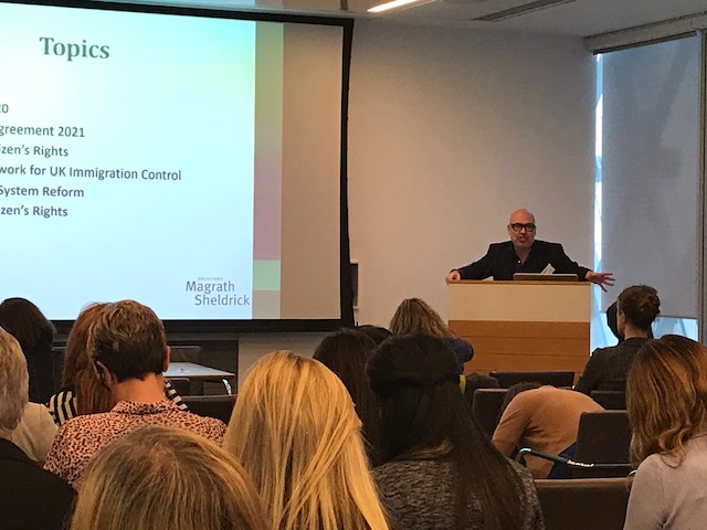 MagrathSLLP's tweet photo. At today's Bite Size Briefing Ben Sheldrick provides members of the @TheExpatAcademy with the most up to date details relating to the UK immigration, the transition period and beyond. #ukimmigration https://t.co/nkkQ7xhER0