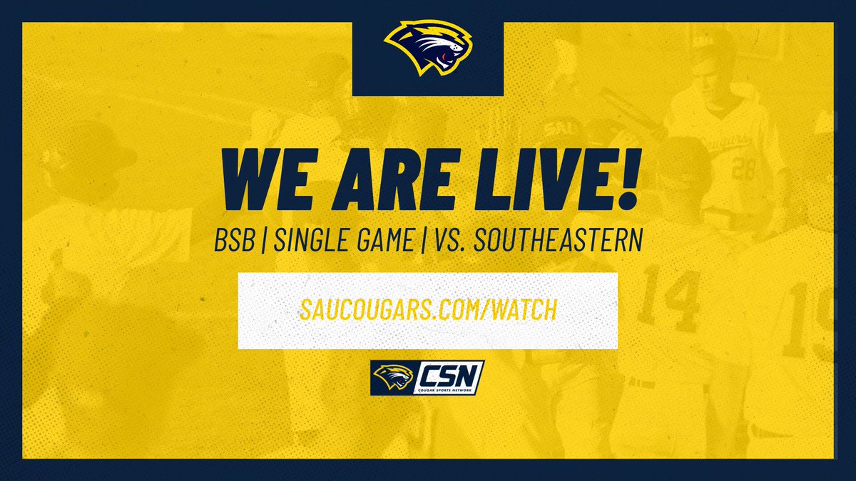 BSB | Tune into <a href="/SAUCougarsBSB/">SAU Cougars Baseball</a> vs. Southeastern right now at saucougars.com/watch | First pitch at 12:00 pm

#SAUBaseball