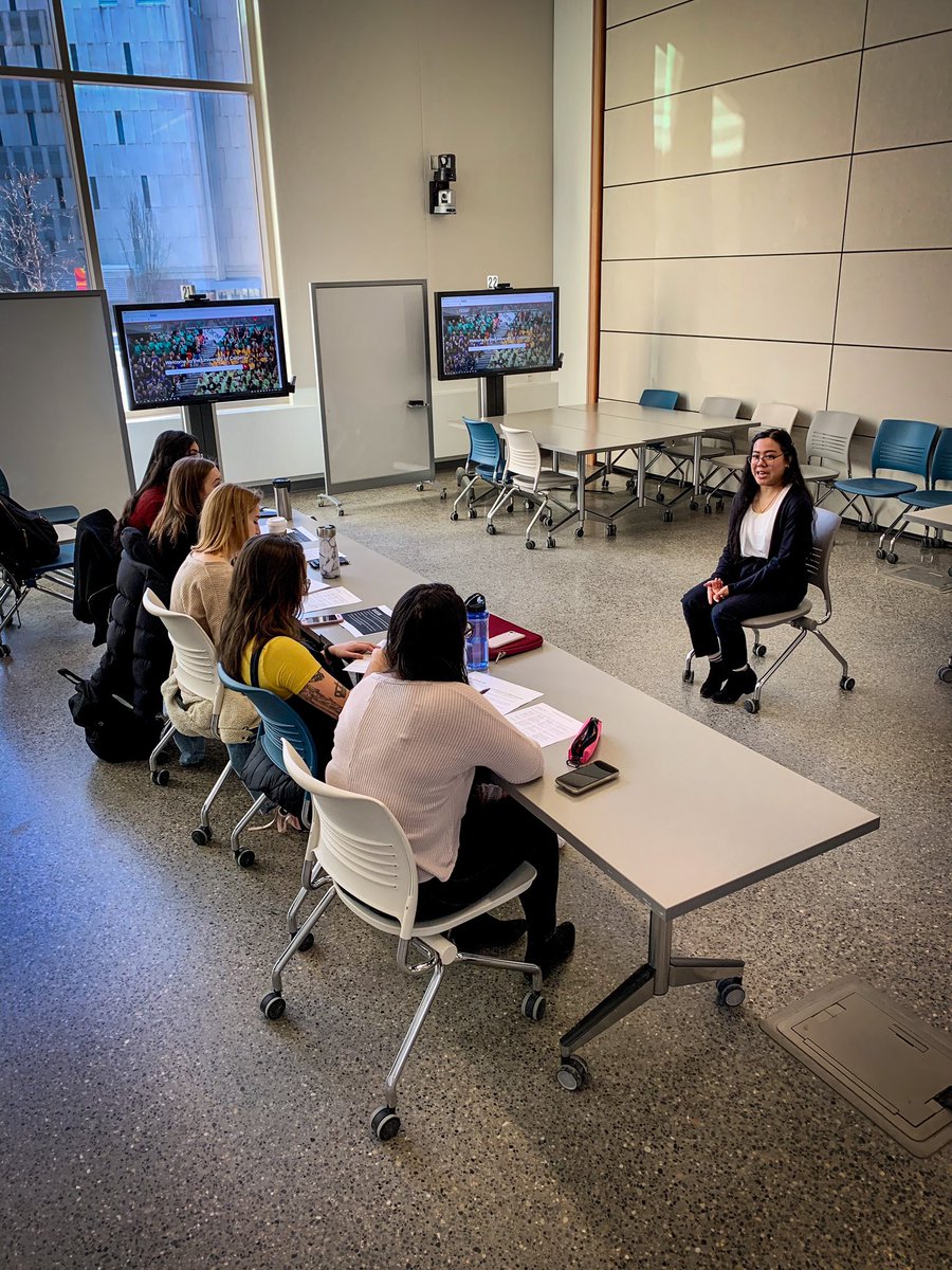 BurkettYYC's tweet photo. Part of our role as #nursing #educators is to help prepare new grads for a competitive job market. Today in our #N599 seminar we are using a little #theatre and #SIM to create a real to life panel interview designed to polish this important skill. @ucalgarynursing https://t.co/n5hT3JICMK