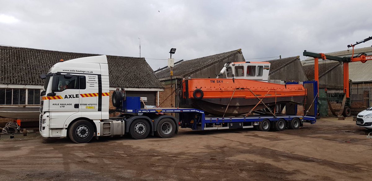 TM Sky all loaded, secured and heading out to its next project #roadtransportable #workboats