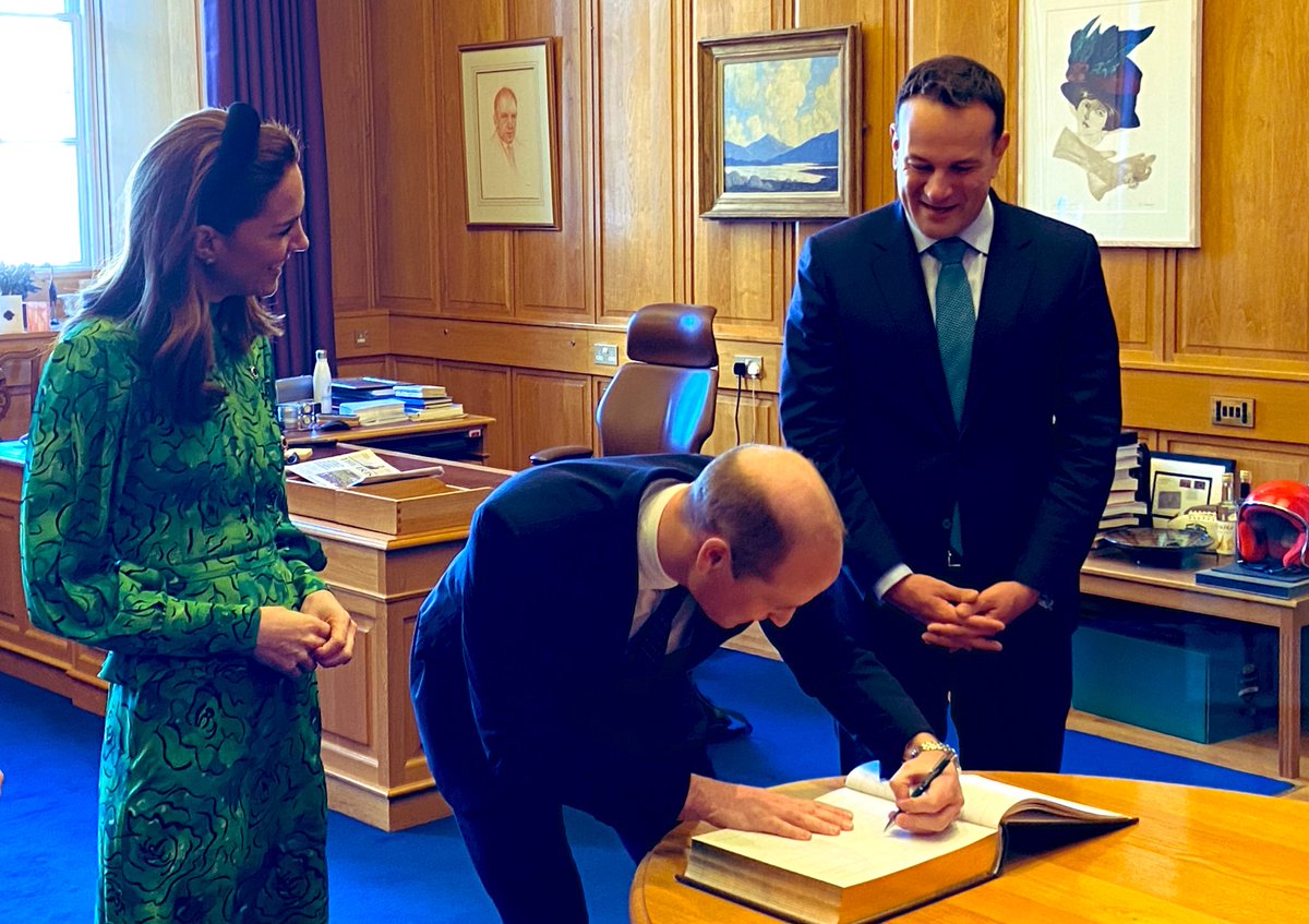 LeoVaradkar's tweet image. It was a pleasure to welcome the Duke and Duchess of Cambridge to Government Buildings this afternoon as part of their visit to Ireland.