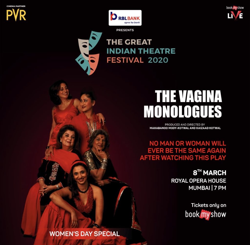 tgitfestival's tweet photo. This Women’s Day, watch ‘Vagina Monologues’ - A powerful play with an unusual blend of outrageous comedy &amp; heartbreaking drama. 
.
Book your tickets now > https://t.co/5khHy0nDSZ
.
#KuchAlagDekho #plays #playsonbms #bms #drama #theatre #mumbai #womensday2020 #women #equality #bms https://t.co/gyWxwbLSwf