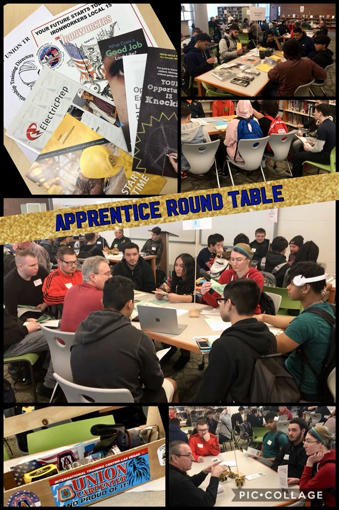 AbbyMarcantonio's tweet photo. Annual Apprentice Round Table - Thank you to the local unions for attending and sharing more about your trade with our students!π·π»ββοΈπ¨πΎTY also to @MHSCareerCtr for hosting us today! #RoadtoReadiness #phscte @PlattMYM https://t.co/G2eUQQqqdA