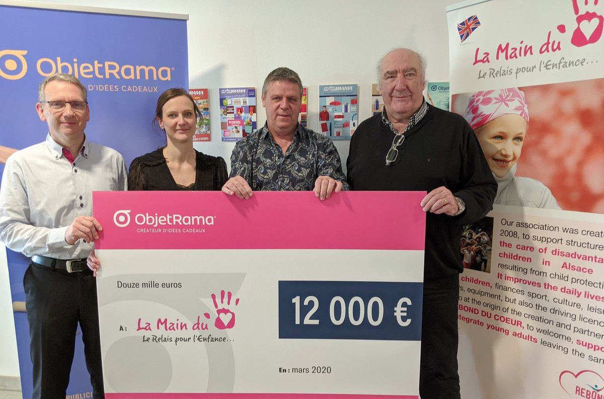 objetrama's tweet photo. | PARTENARIAT | Première remise de chèque au profit de notre association partenaire cette année " La Main du Coeur "  Merci à nos clients qui nous permettent de reverser 1 euro pour chaque commande à partir de 150 euros HT sur notre site. 
#entraide #engagement https://t.co/GWHS697DCw