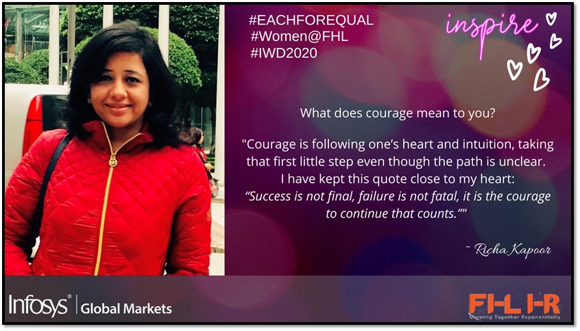 shradd_haa's tweet photo. Because it is the courage to continue that counts. ~Richa Kapoor
#IWD2020 #EachforEqual #Infydiaries #WomenatFHL
@NaziaJabeen11 @RubyBalwada @joshimohit_ygl @Andrew_Groth @dennisgada @jayvnair @KannanAmaresh @subhromallik @venkat_ananth https://t.co/NJuxvYGeUa