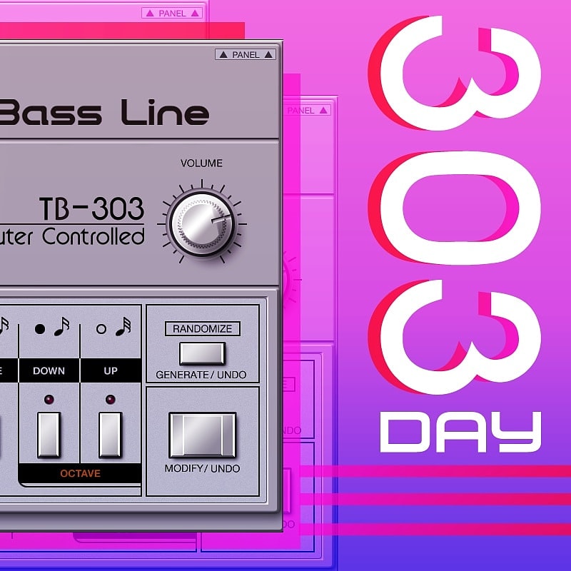 TheRolandCloud's tweet photo. Happy 303 Day! Download our virtual TB-303, get new exclusive patches from @robertbabicz AKA Rob Acid, and learn about the magical silver bass machine. https://t.co/HunOMWDB9j https://t.co/dKjKjOnv2H