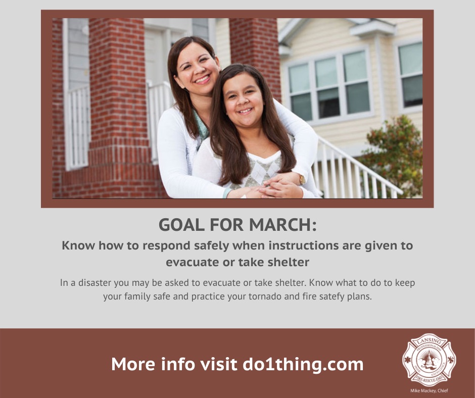 #do1thing Be prepared in the event you have to evacuate or take shelter during an emergency. Create a plan with your household and practice your safety plans. 
<a href="/do1thingus/">Do1Thing</a>