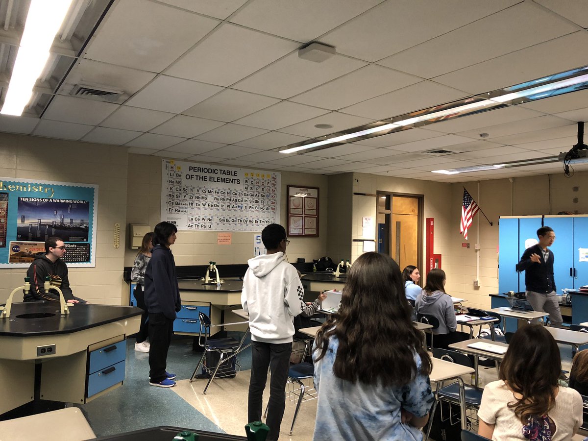 MahwahSci_Eng's tweet photo. Mr. Meang’s chemistry class mimicking how molecules act at varying temperatures as they answer the question of how intermolecular forces affect the melting point and boiling point of water! @mahwahschools @MahwahHS #mahwahconnects https://t.co/O3hHzWuUXj