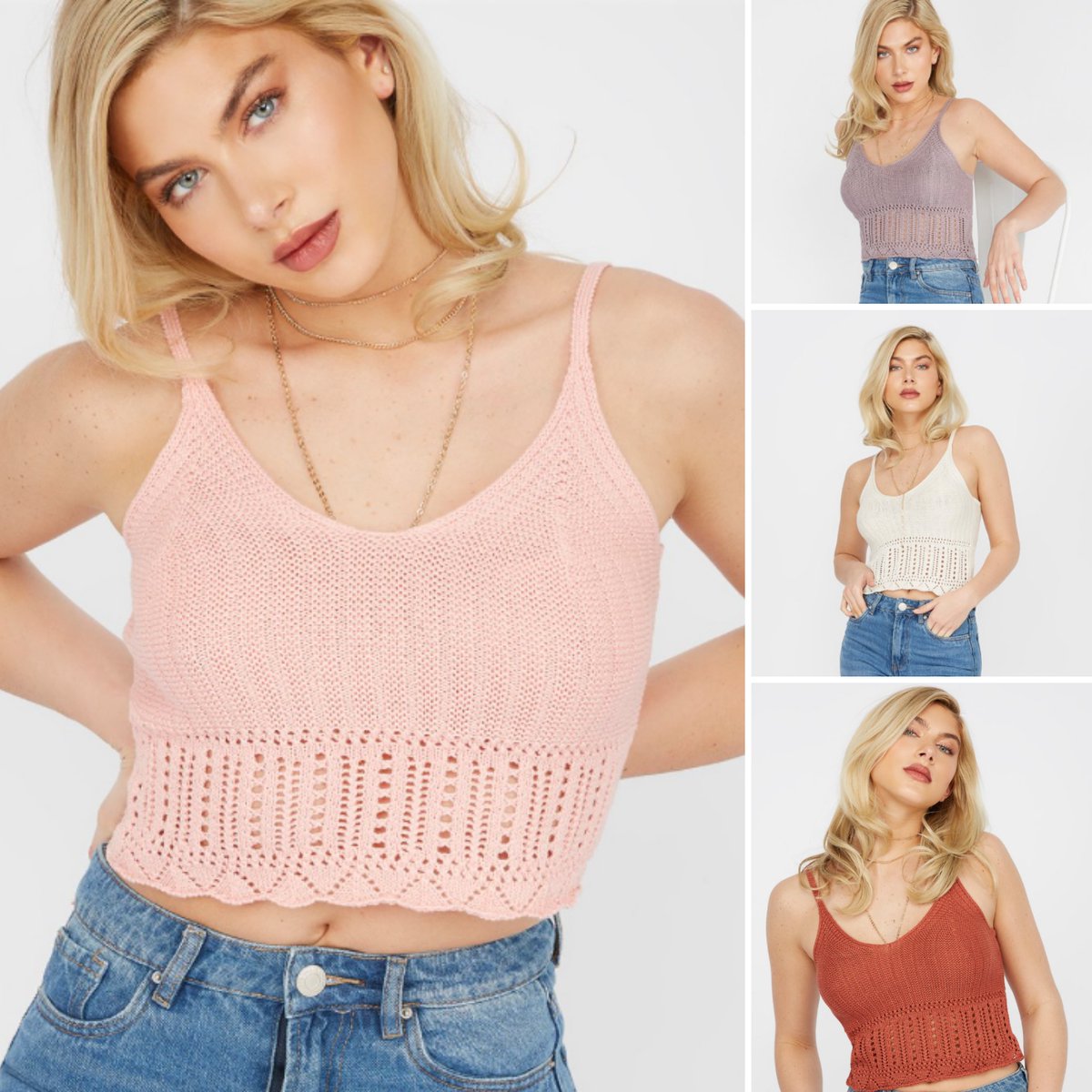 CharlotteRusse's tweet photo. New knits to live in all season long.♥️ 
🔎 Knit V-Neck Scallop Tank $8.50
In-store &amp; online/ #charlotterusse #knittank https://t.co/tRjc7LfOZn