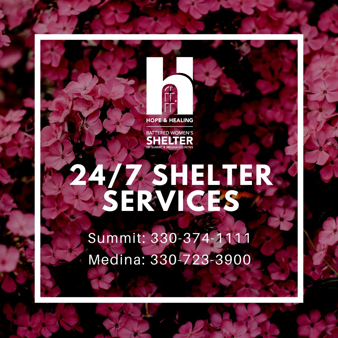 We provide emergency shelter for survivors of Intimate Partner Violence 24/7/365. Call our Summit Hotline at 330-374-1111 or our Medina Hotline at 330-723-3900 anytime, any day if you or a loved one feel unsafe in a relationship.⠀
⠀
Check us out at hopeandhealingresources.org too!