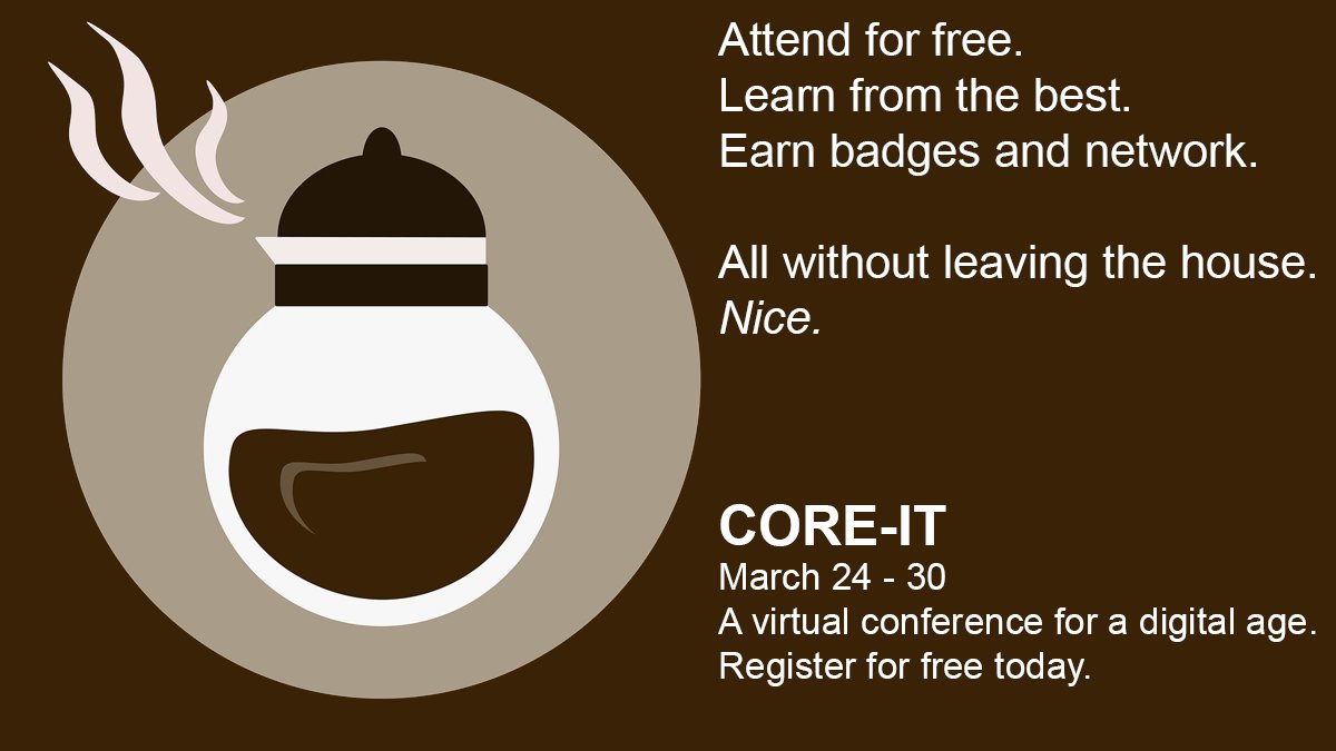 LauraChappell's tweet image. CORE-IT is a free online conference focused on up-skilling and #mentoring current and future IT/#cyber professionals. Thirty technical tracks cover essential tools, key protocols, and best practices. Study from anywhere. #CoreIT Register for free today. engagez.net/coreit1