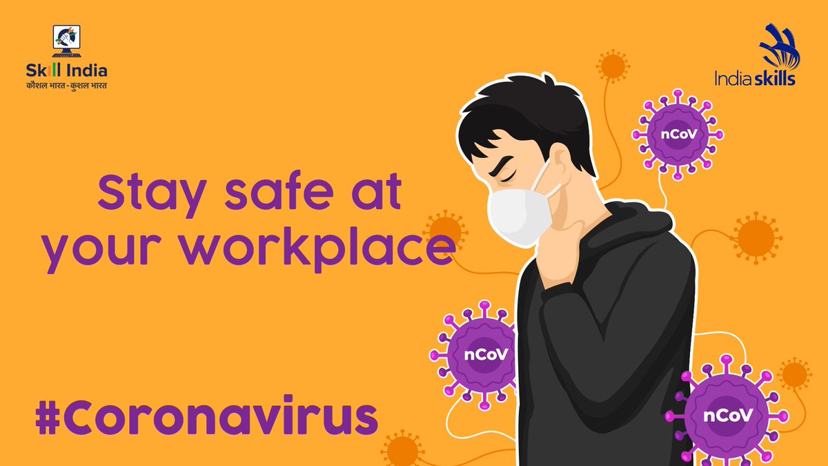 WorldSkillsInd's tweet photo. To keep #coronavirus away from your doorstep, here are a few simple precautions you should take to stay safe at your workplace! #coronavirusindia https://t.co/TPGkqH68wF