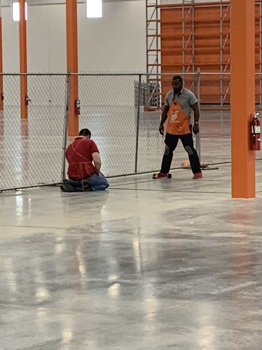 The team is hard at work laying down the stickers for our lanes. The straightest I’ve seen in any MDO! @dallasmdo5823