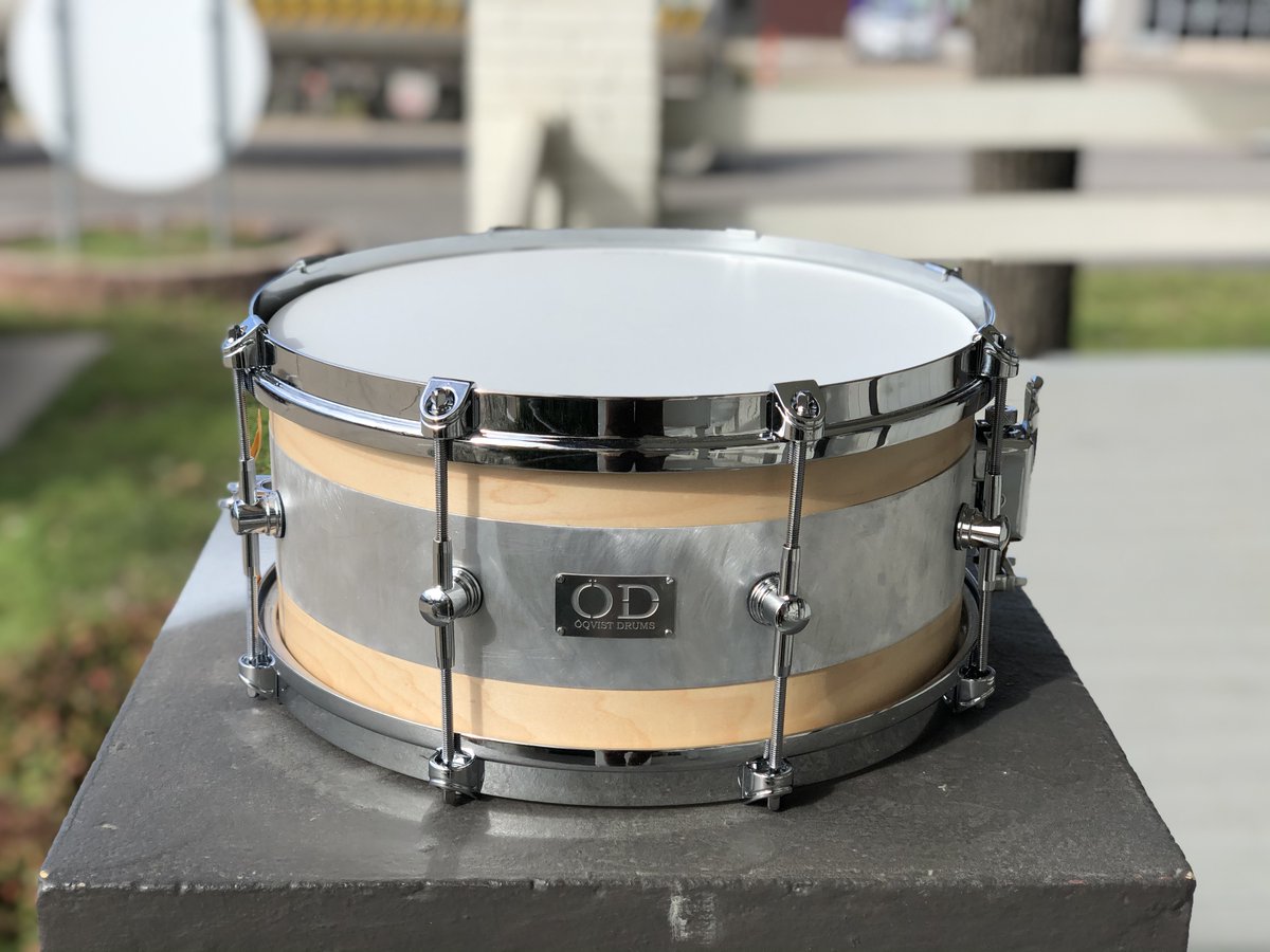 The_Ghost_Note's tweet photo. Win this ÖQVST Drums snare drum! We're happy to partner with local drum builder ÖQVST Drums to raffle this 14 x 6.5 Hybrid Maple/Aluminum Free Floating snare drum. Come out to the shop to the hear this drum for yourself! Enter in-store for $3 cash only today through Friday. https://t.co/n6mlxyIQgJ