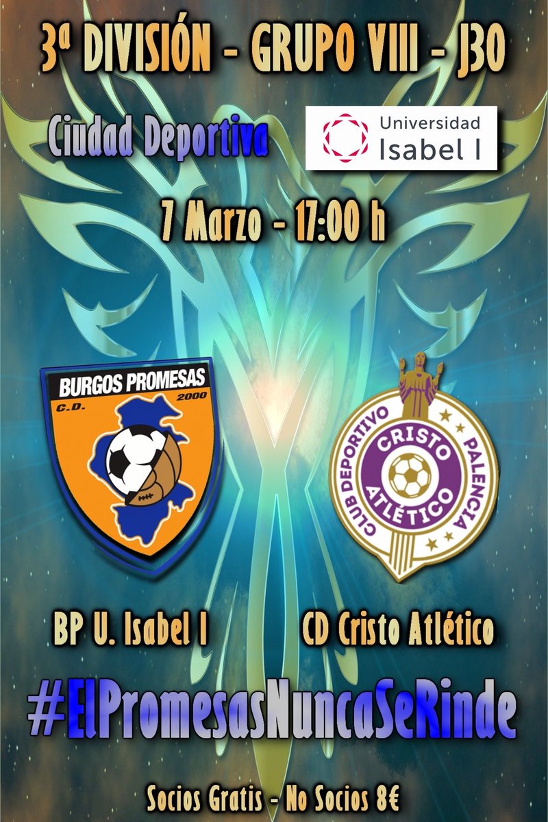 LaFactoriaBCF's tweet photo. Este próximo sábado, 7 de marzo a las 17:00 recibimos al @PalenciaCristo en la Ciudad Deportiva @ui1Universidad. No faltes a la cita para animar al #UI1BP!
#ElPromesasNuncaSeRinde
#VamosBPUI1 #VamosBufalos #TerceraDivisión https://t.co/x1eN68BTbL