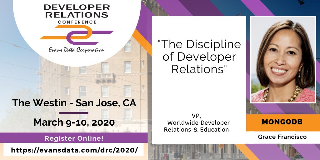 EvansDataCorp's tweet image. Developer relations needs to fully evolve into a mature practice and discipline. At Monday&apos;s #DevRelConference @gracefr of @MongoDB will teach us about developer advocacy, docs, developer experience, community and more. #devrel #developercommunity evansdata.com/drc/2020/speak…