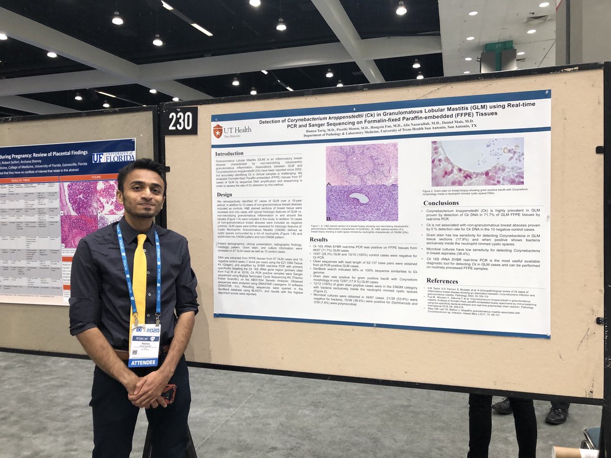 emilyvolkmd's tweet photo. Dr. Hamza Tariq and Dr. Dan Mais @UTHealthSA #pathology #granulomatousmastitis #FutureFCAP #USCAP2020 https://t.co/MTpXLAnViQ