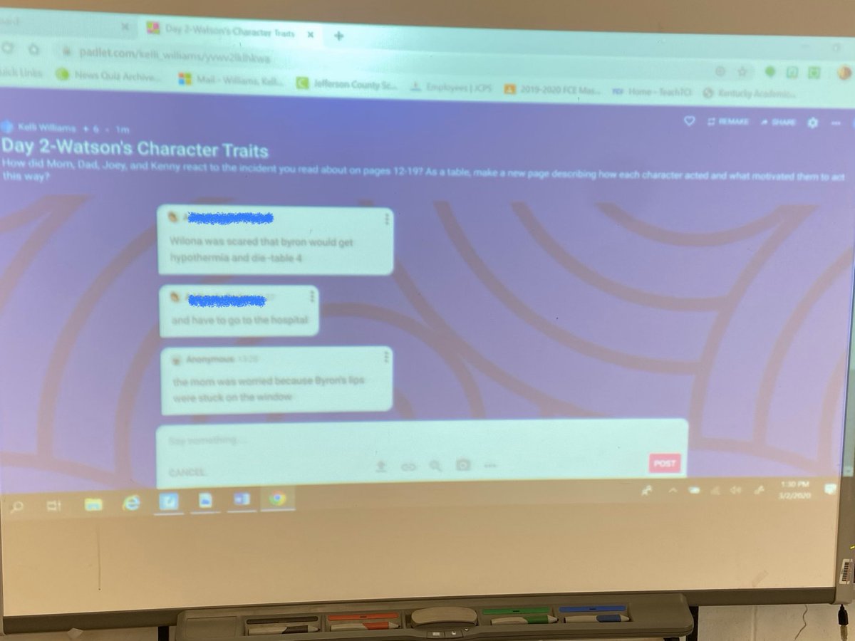 Today, we used @padlet to guide class discussion about character traits. Ss were able to be #EffectiveCommunicators and #ProductiveCollaborators by working and discussing as a group and a class. @JCPSZone2 @kreceveur @JCPSKY @FernCreekElem_1 @JCPSBackpack