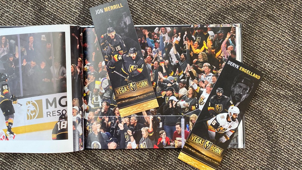 LVCCLD's tweet photo. We will be at the @GoldenKnights game TONIGHT at @TMobileArena! Stop by our booth in Toshiba Plaza to get your FREE collectible #JonMerrill bookmark. Last month's featured player #DerykEngelland is still available, so you can collect them all! #GoKnightsGo https://t.co/WJaG44h6JT