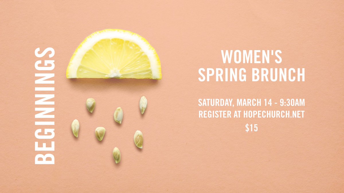Ladies, Join us for our annual Spring Brunch on March 14th! You won't want to miss this powerful time of connection and encounter. There are only 50 tickets left, so sign up below today!

bit.ly/Beginnings2020