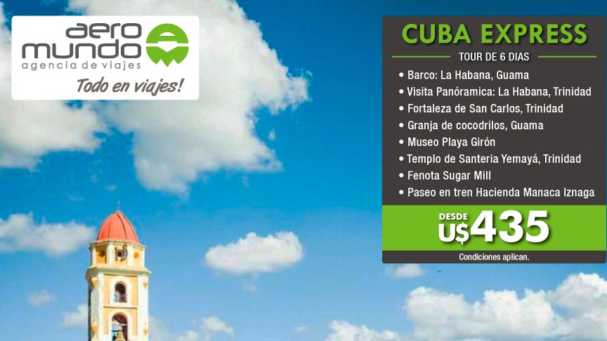 AeromundoNic's tweet photo. TOUR DE 6 DÍAS CON EUROPAMUNDO !
CUBA EXPRESS desde USD$435.00

Reserve ya al: 1800-2030 | https://t.co/eZcWRUBlzK

#Europamundo #VacacionesSoñadas https://t.co/CcEDlgFLhb