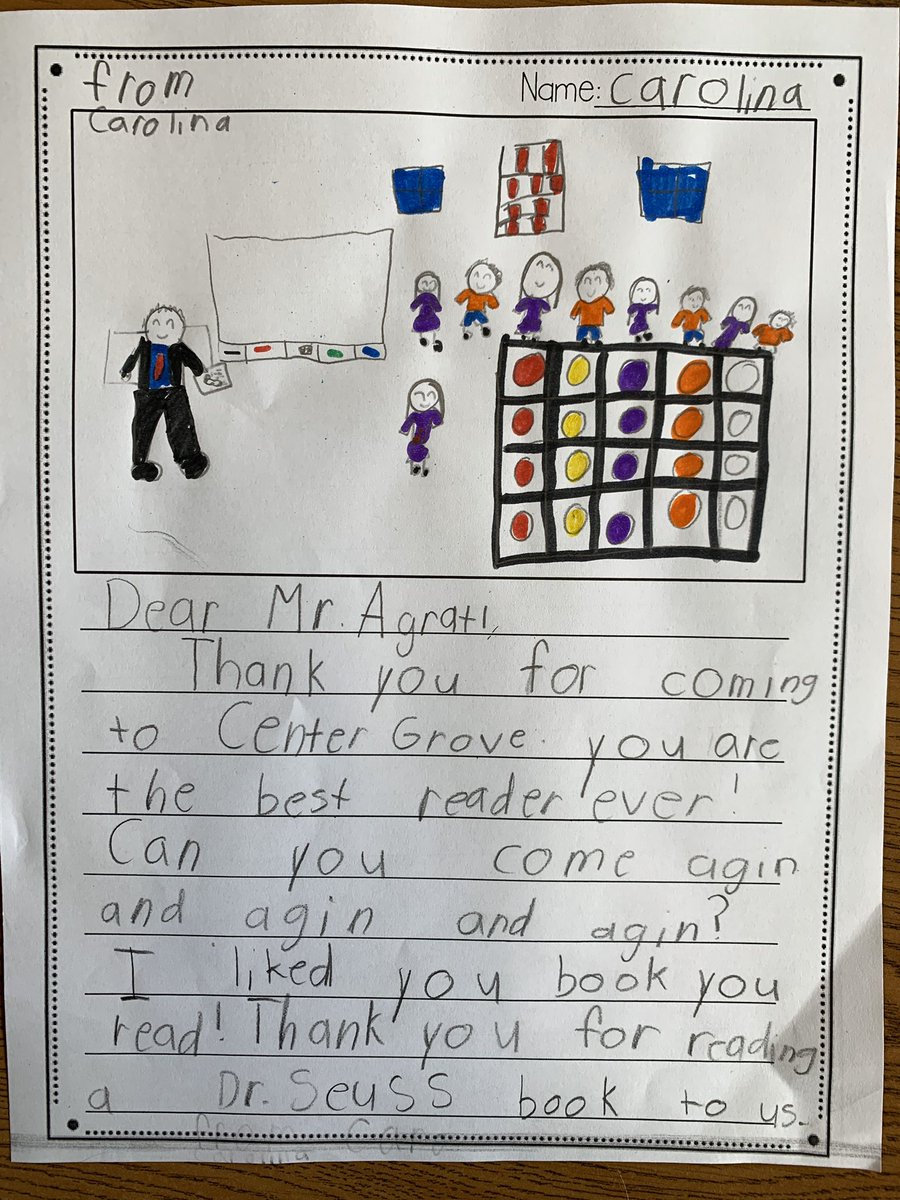 This was an awesome surprise! Thank you @MissMott2016 from <a href="/CenterGroveES/">Center Grove</a>. I think I may have found my calling and can’t wait to be back. #ReadAcrossAmericaDay #DrSeuss