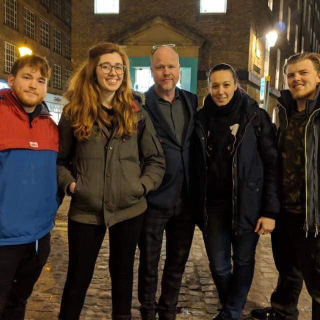 camillaefraser's tweet photo. Here's the best photo of joss whedon I could find...the day he wrote my best friend a letter of writing advice. #amusical #oncemorewithfeeling https://t.co/NUfFIOyFH4