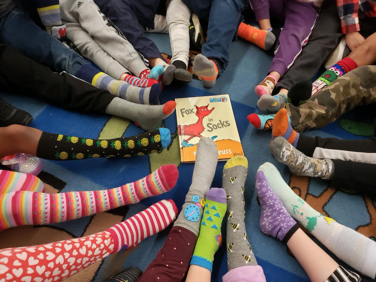 JaniceCirone's tweet photo. Oakview Elementary School is full of spirit this week! Today we celebrated crazy sock day...look at these excited kids showing off there craziest socks! #FoxinSocks @OVELEM @wdeptford #ovreads https://t.co/KytW3R1HEc