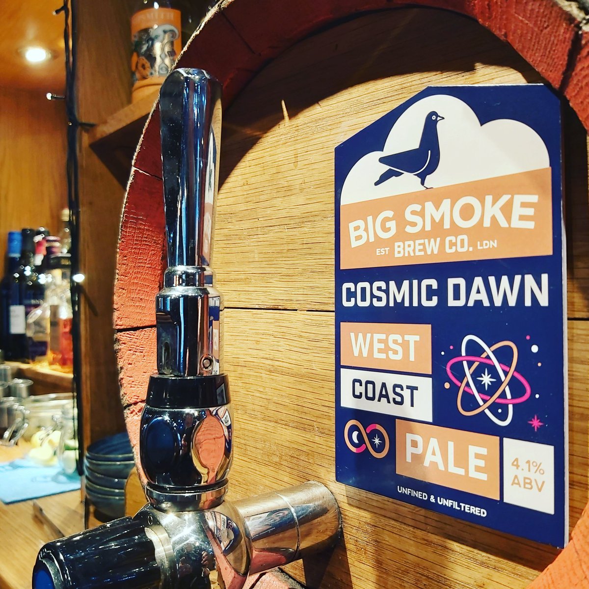 TheOakInnBank's tweet photo. This new beer is a first for us from @bigsmokebrew and it's delicious. We buy 1 keg at a time so it won't last long! Come try #CosmicDawn whilst you can. https://t.co/WYm0NSINUX