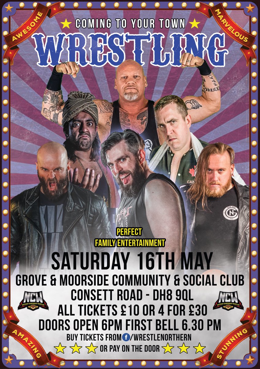 NCWNCL's tweet photo. We at NCW are excited for May 16th, and can’t wait to announce even more great match ups including our main event with @MrTimStrange @rorywrestler and @BigLouNixon facing off in a Hardcore Triple Threat! Pre order now by DM #Britwres #Consett https://t.co/apaDtKLh0p