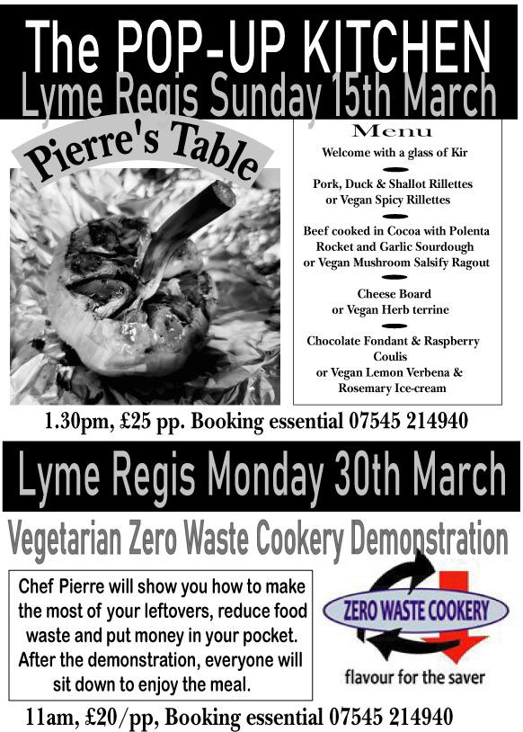 0WasteCookery's tweet photo. Two events coming up this month for #food lovers in #LymeRegis lunch on 15th &amp; demo on 30th, both at the Pop-Up Kitchen on Broad St @VisitDorset @Love_Lyme_Regis #Dorset #French #chef #cooking @dottiekitchen https://t.co/WMWd04B7tv