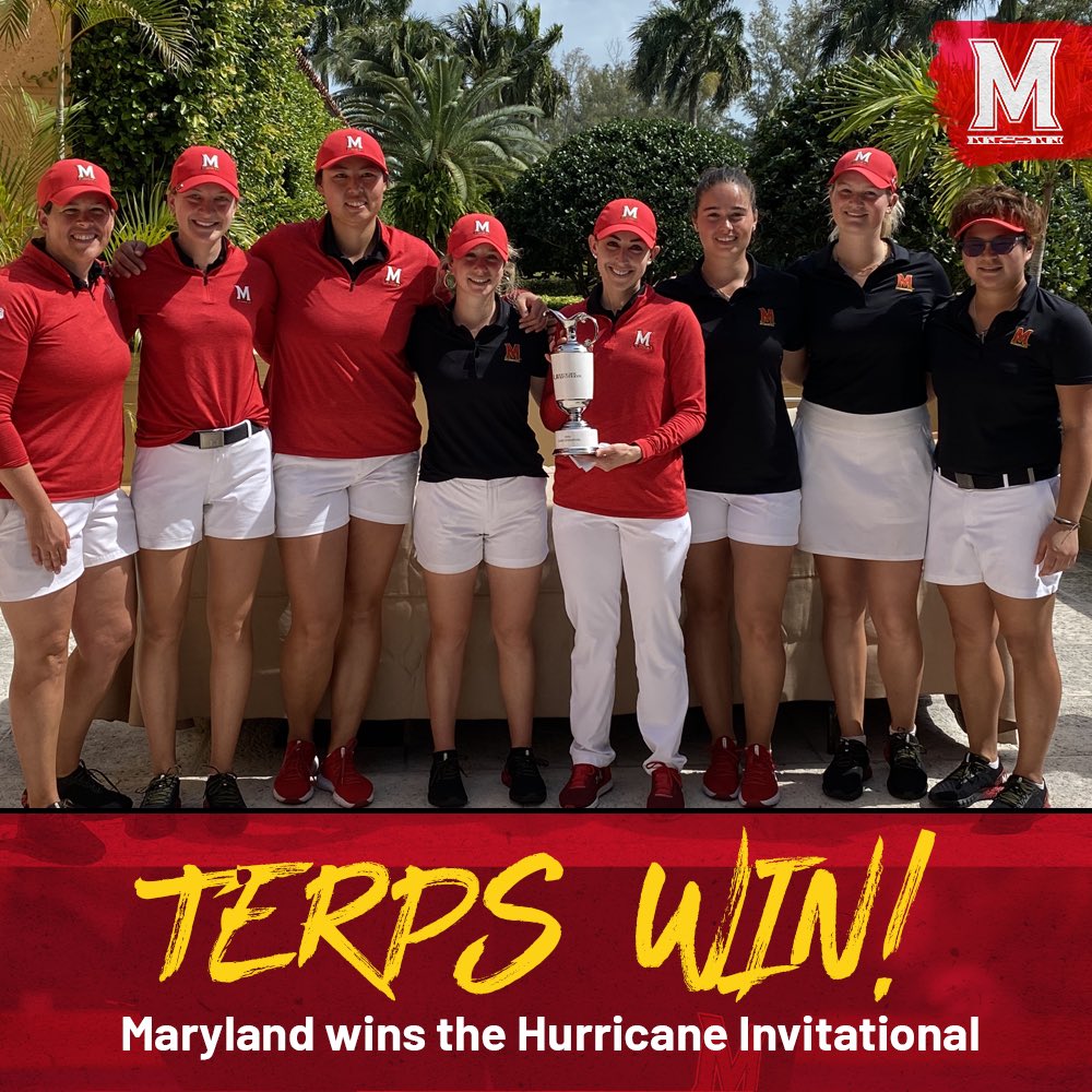TerpsWGolf's tweet photo. TERPS WIN! 🐢🙌🏽

Maryland goes seven strokes under par in the final round to win the Hurricane Invitational! 

➡️ https://t.co/LVxlaspjZD 

#FearTheTurtle https://t.co/YFejHS9UC9