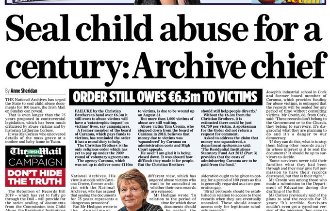 Sealed for 75 years they wanted to seal them for 100 years  - that is the legacy of <a href="/labour/">The Labour Party Ireland</a> and <a href="/finegael/">Fine Gael</a> and <a href="/fiannafailparty/">Fianna Fáil</a> #Redress

Anne Sheridan