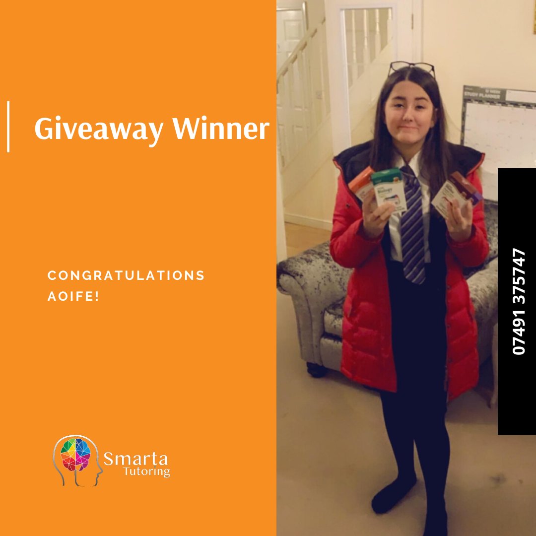 TutoringSmarta's tweet photo. Our February winner is Aoife. 

She has won the higher science and maths GCSE revision cards.

These will help her greatly in her future exam preparation and question practice.

#smartatutoring #winner #Giveaway https://t.co/NxBCo7Zd5T