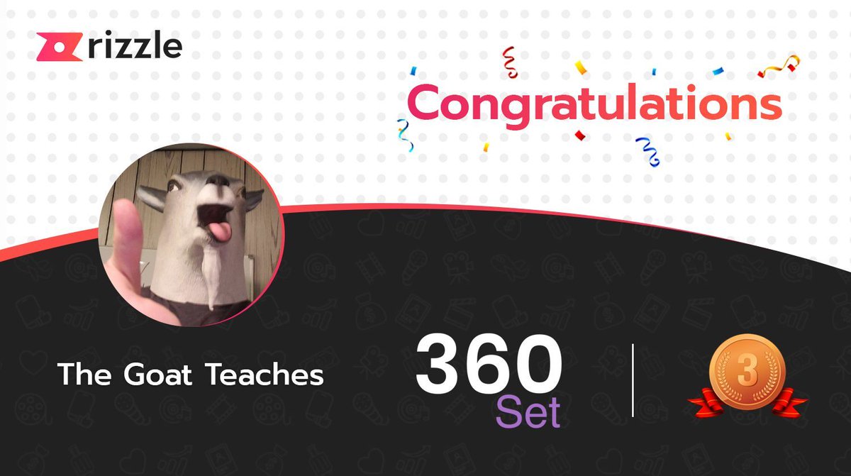 rizzleglobal's tweet photo. Congratulations The Goat Teaches for winning 3rd prize in the 360Set Contest. Your videos about famous personalities were so entertaining and informative. Your delivery never fails to entertain us.
#rizzle #360set https://t.co/rqWTV6ljrQ