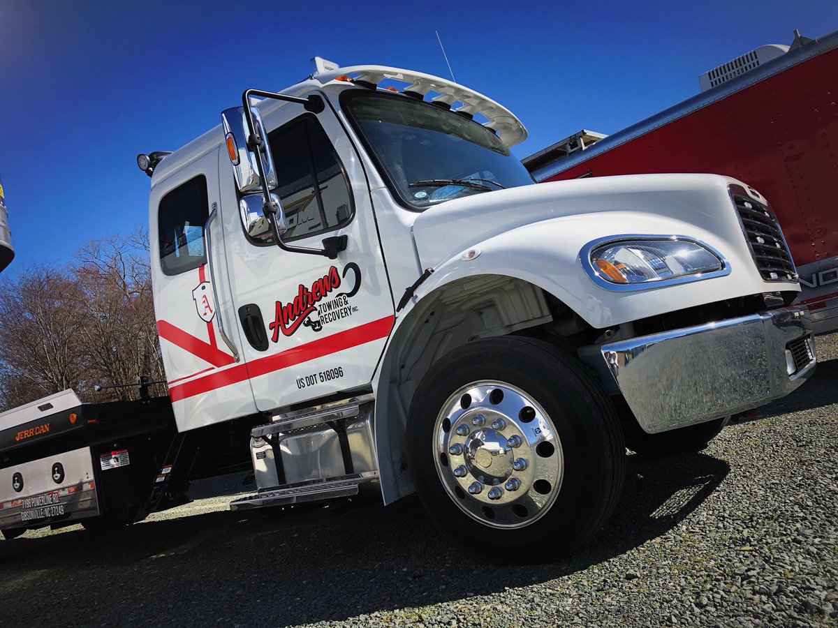 Andrews Towing & Recovery Inc. gave us the opportunity to design this new, retro inspired logo for the newest truck they’ve added to their fleet. Our team also designed, produced, and installed the new stripe kit that adorns the side of this awesome rollback