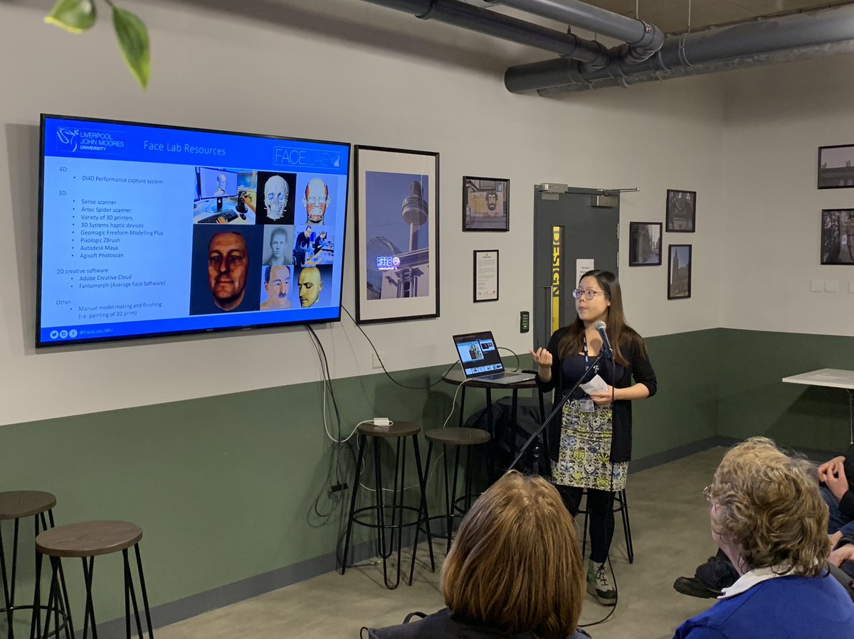 ArtinScienceMA's tweet photo. Up next is @FaceLabLJMU where @Jessiliu_face will speak about Face Lab’s work in depicting and animating figures from history using digital tech, and their work with facial avatars #ImmersiveLiverpool #LiverpoolLASER https://t.co/n0NXWWRXk5