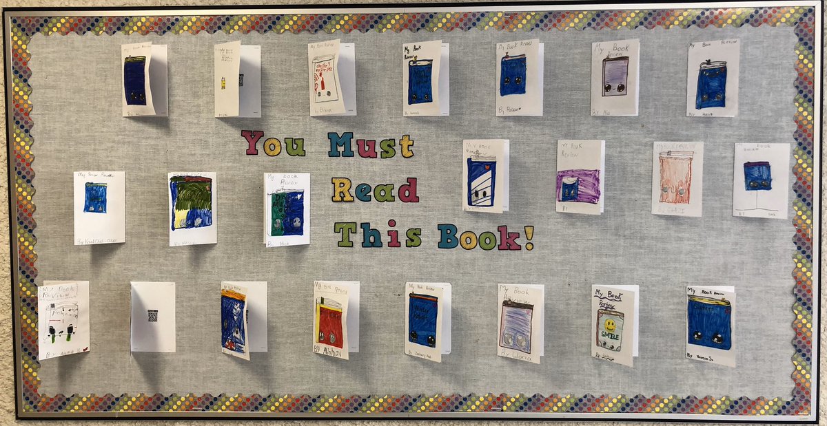 WaldnerNancy's tweet photo. We are very excited about our interactive bulletin board! We used @Flipgrid to create book recommendations for other students in our school. They can come to our board and click the QR codes to watch our reviews. Thanks @MrCoubrough for all your help! @WhyteRidgeSCH https://t.co/POHtKOkuU1